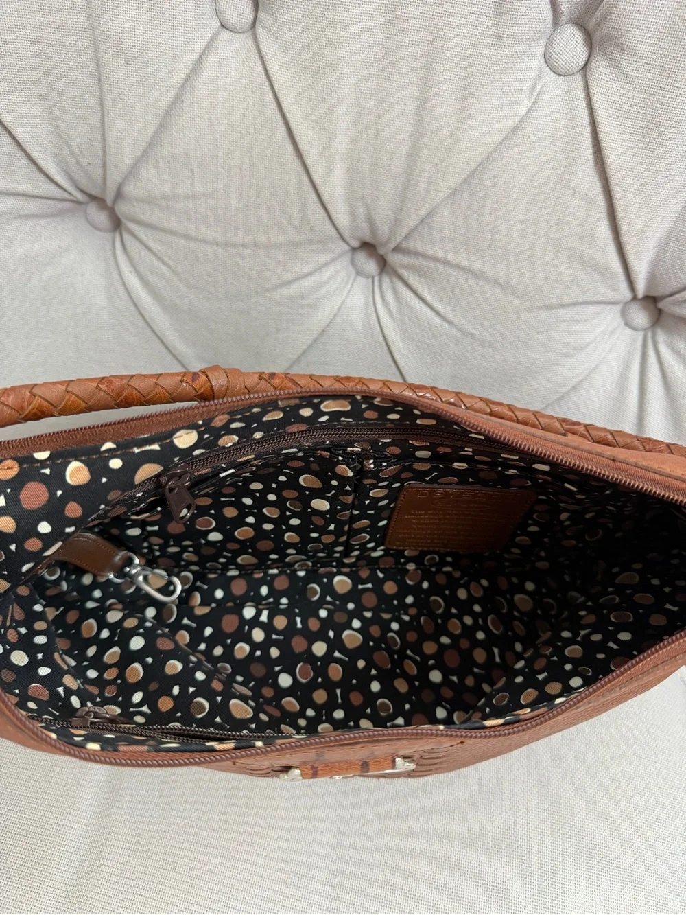 Brighton Brown Genuine Leather Purse with Woven Handle Handbag